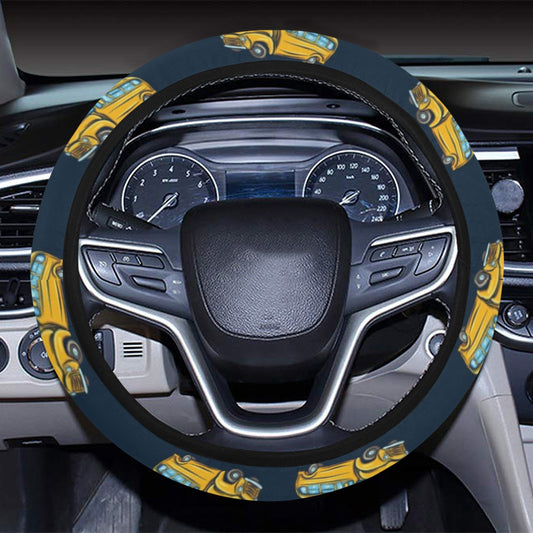 School Bus Print Design LKS304 Steering Wheel Cover with Elastic Edge