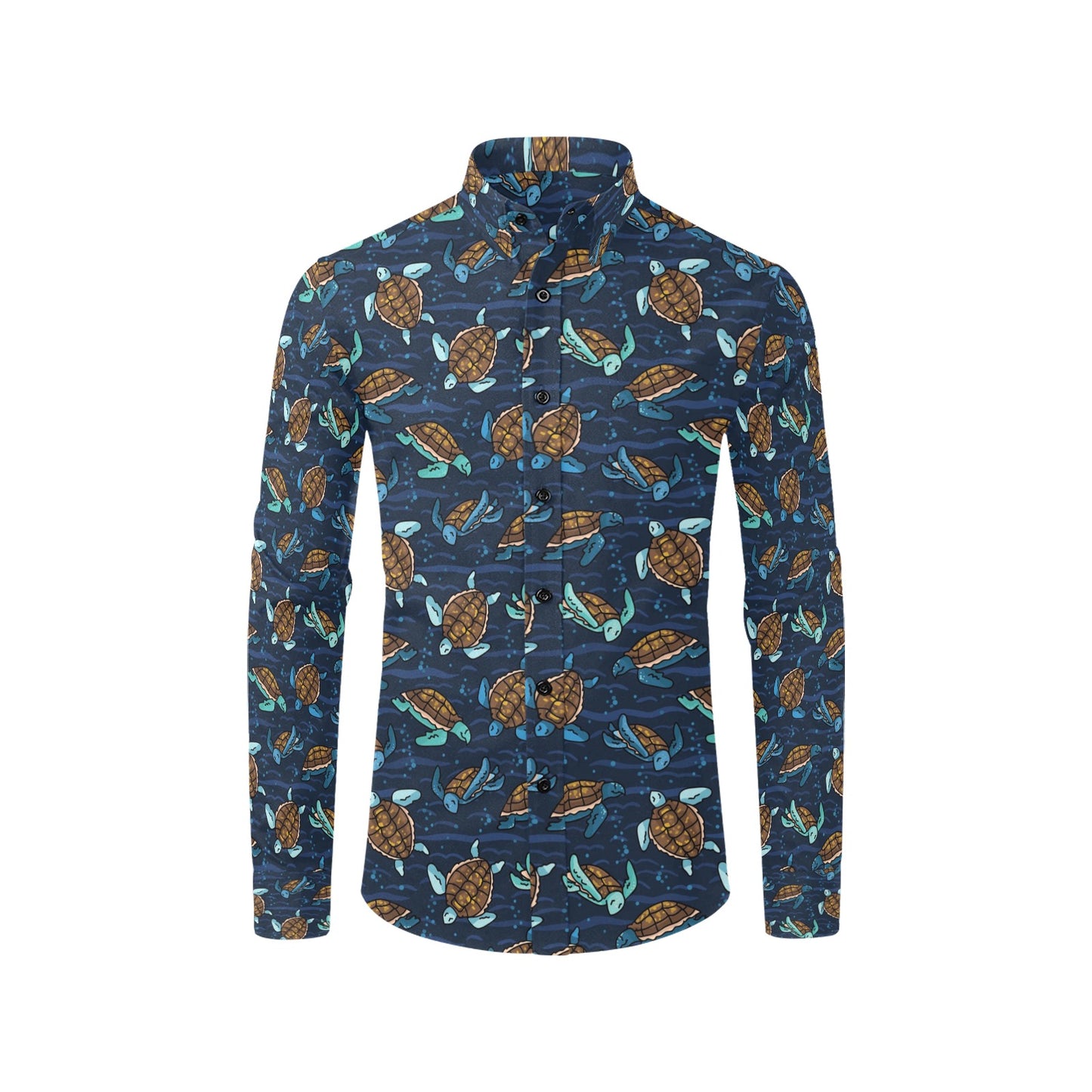 Sea Turtle Print Design LKS3011 Men's Long Sleeve Dress Shirt