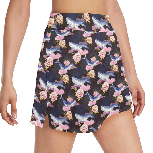 Blue Whale Print Design LKS401 17" Golf & Pickleball Skort with Pockets