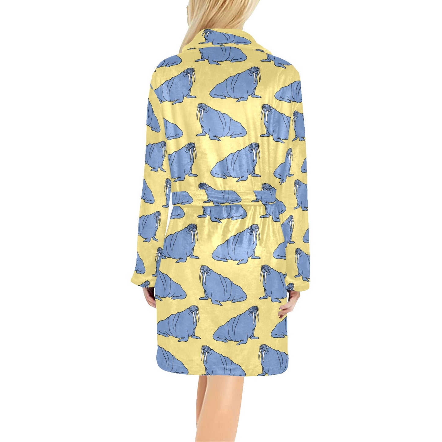 Walrus Pattern Print Design 02 Women's Fleece Robe