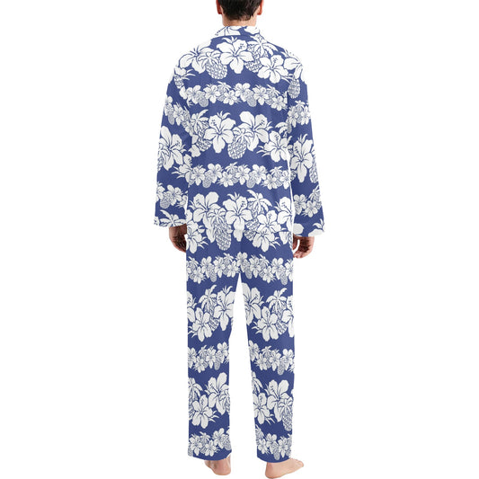 Hawaiian Themed Pattern Print Design H07 Men's Long Pajama Set