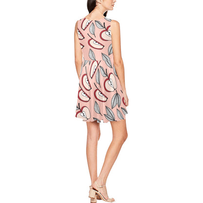 Apple Pattern Print Design AP04 Sleeveless Dress