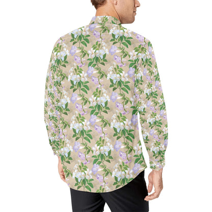 Sampaguita Print Design LKS302 Men's Long Sleeve Dress Shirt
