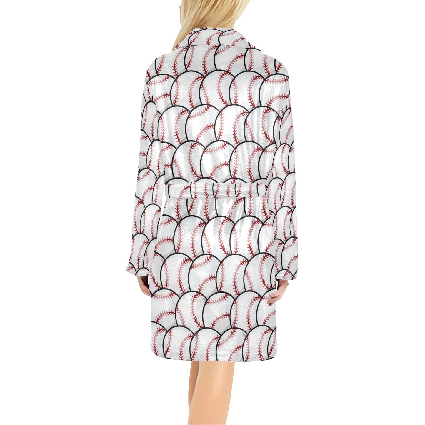 Baseball Pattern Women's Fleece Robe