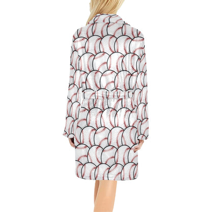 Baseball Pattern Women's Fleece Robe