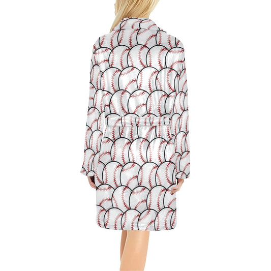 Baseball Pattern Women's Fleece Robe