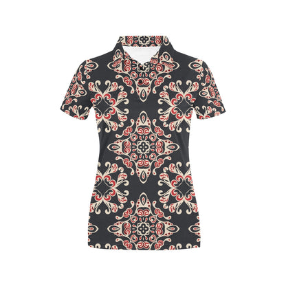 Medallion Pattern Print Design 01 Women's Polo Shirt