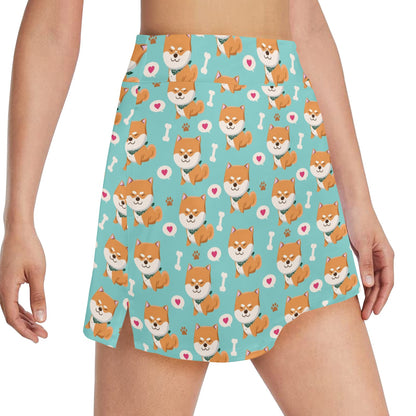Shiba Inu Print Design LKS3013 17" Golf & Pickleball Skort with Pockets