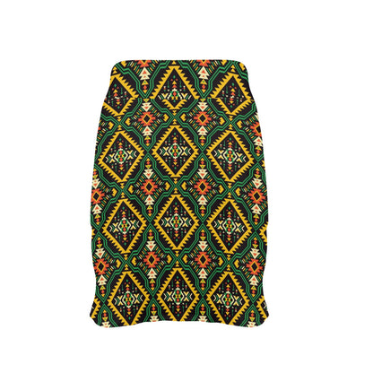 Kente Green Design African Print 17" Golf & Pickleball Skort with Pockets