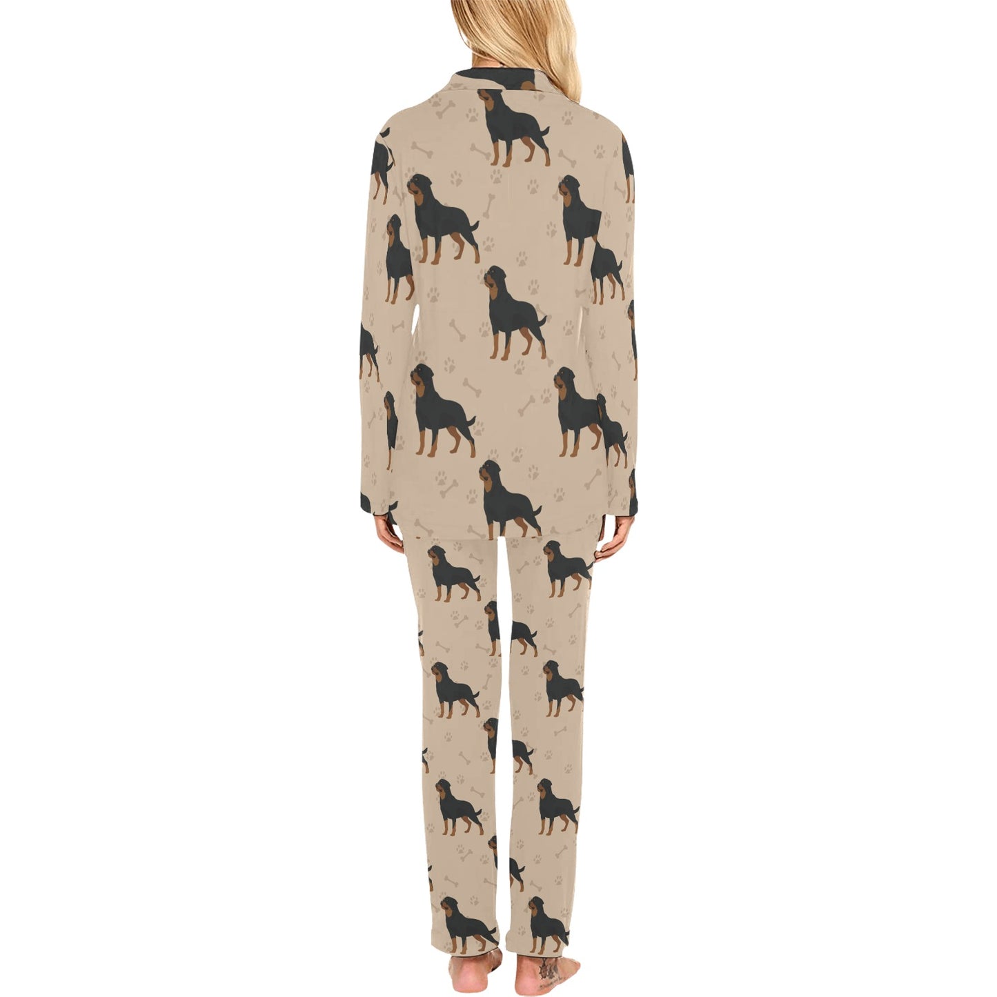 Rottweiler Pattern Print Design A01 Women's Long Pajama Set