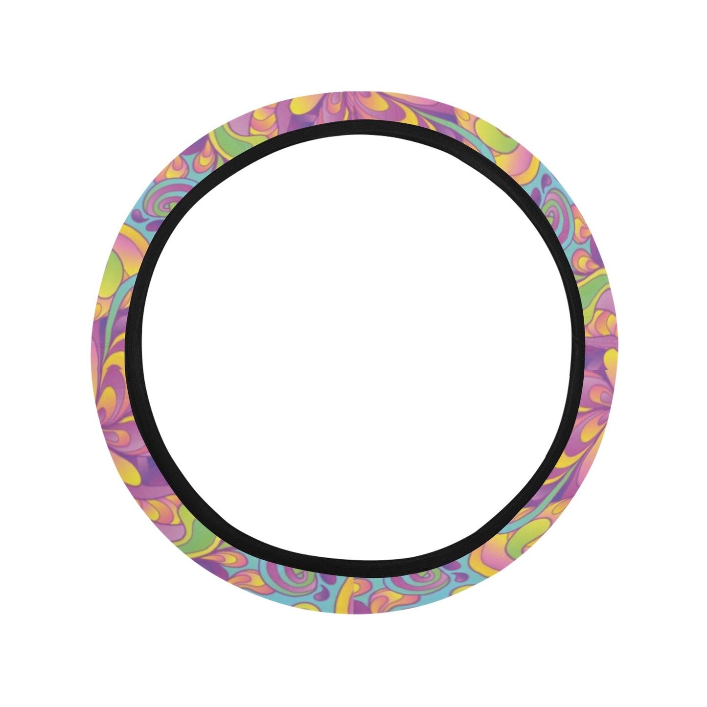 Trippy Print Design LKS306 Steering Wheel Cover with Elastic Edge