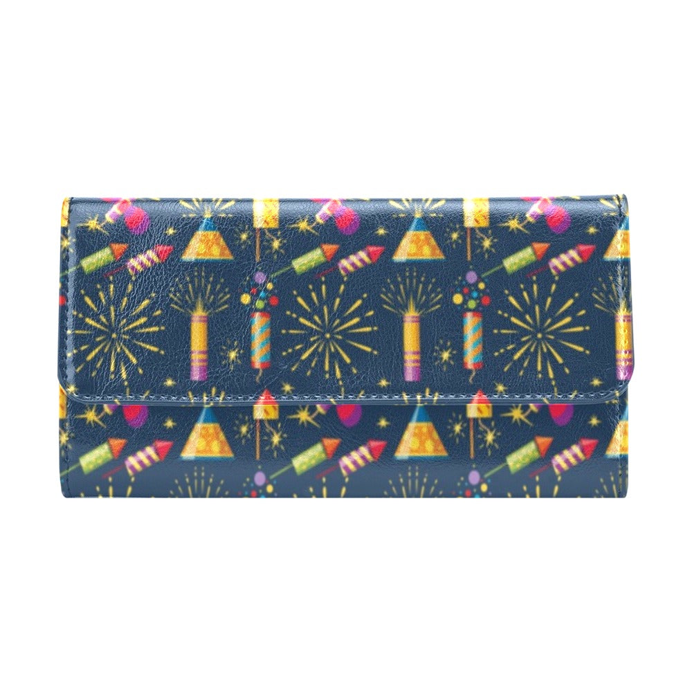 Firework Sparkling Rockets Print Design LKS306 Women's Trifold Wallet