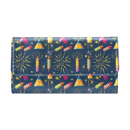 Firework Sparkling Rockets Print Design LKS306 Women's Trifold Wallet