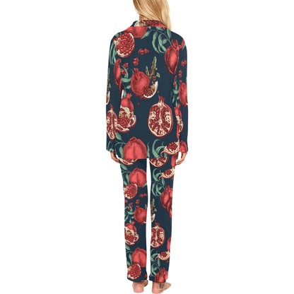Pomegranate Pattern Print Design PG04 Women's Long Pajama Set