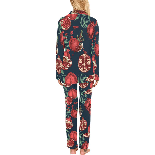 Pomegranate Pattern Print Design PG04 Women's Long Pajama Set