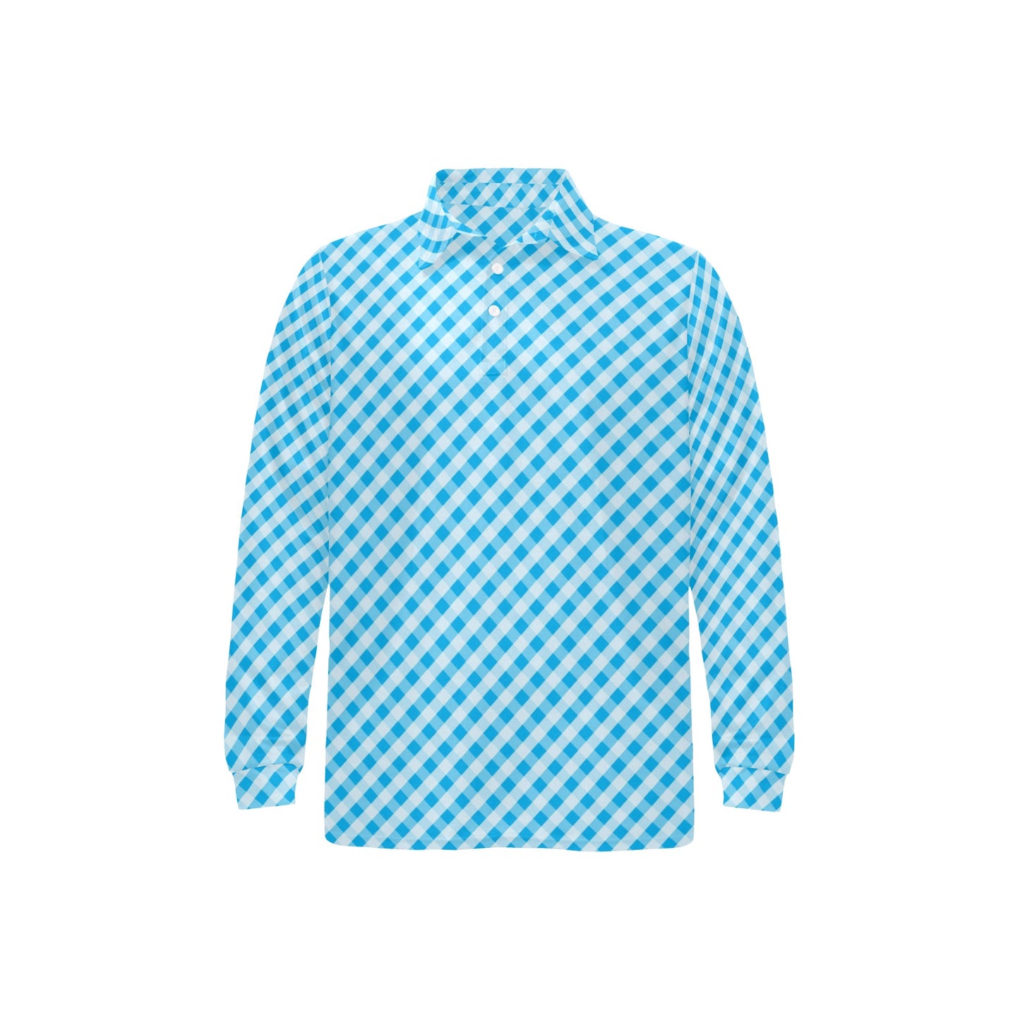 Gingham Print Design LKS401 Long Sleeve Polo Shirt For Men's