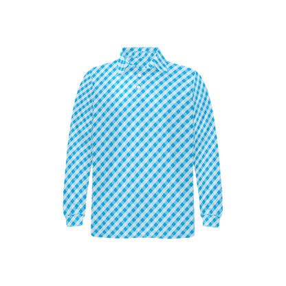 Gingham Print Design LKS401 Long Sleeve Polo Shirt For Men's