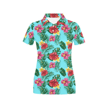 Hibiscus Hawaiian Flower Women's Polo Shirt
