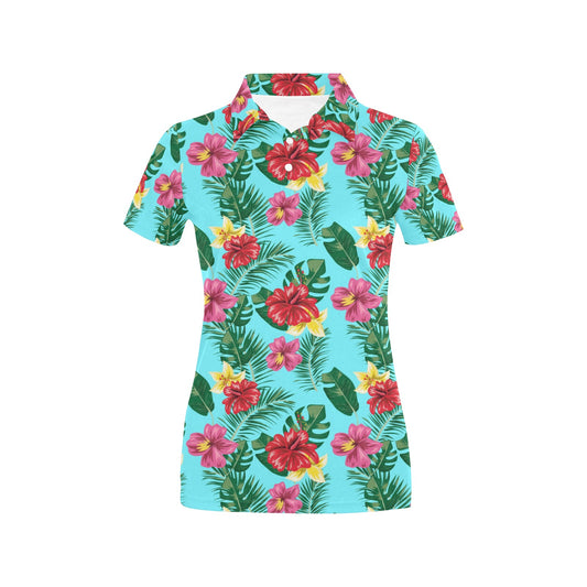 Hibiscus Hawaiian Flower Women's Polo Shirt