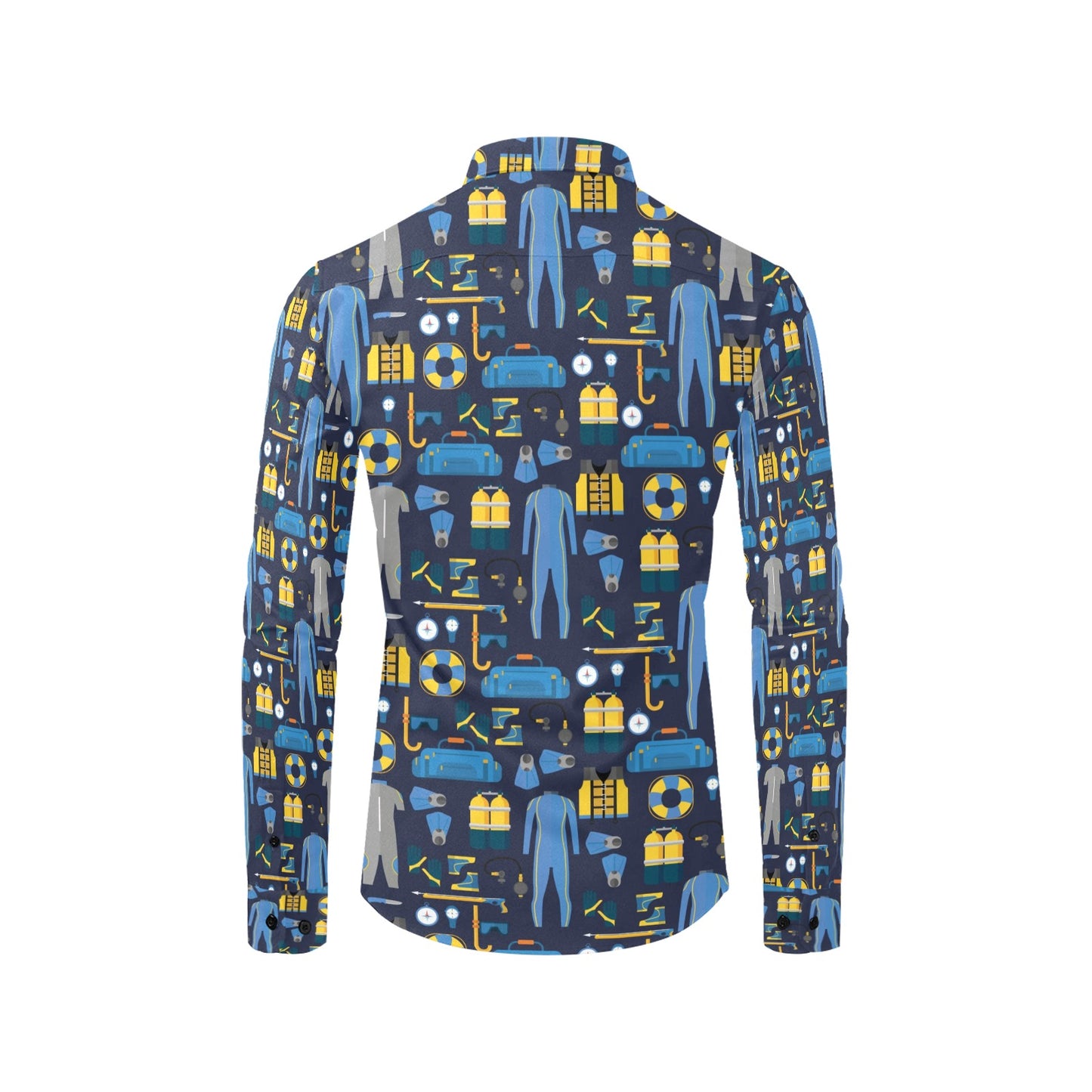 Scuba Equipment Print Design LKS305 Men's Long Sleeve Dress Shirt