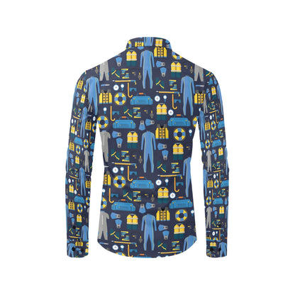Scuba Equipment Print Design LKS305 Men's Long Sleeve Dress Shirt