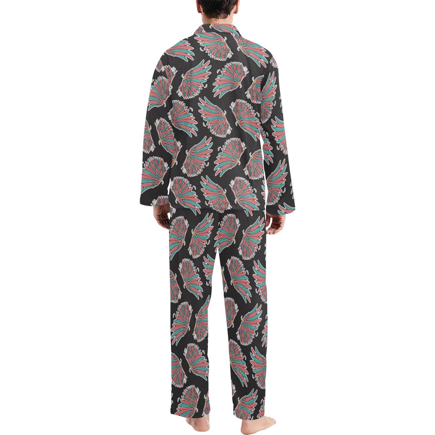Angel Wings Pattern Print Design 05 Men's Long Pajama Set