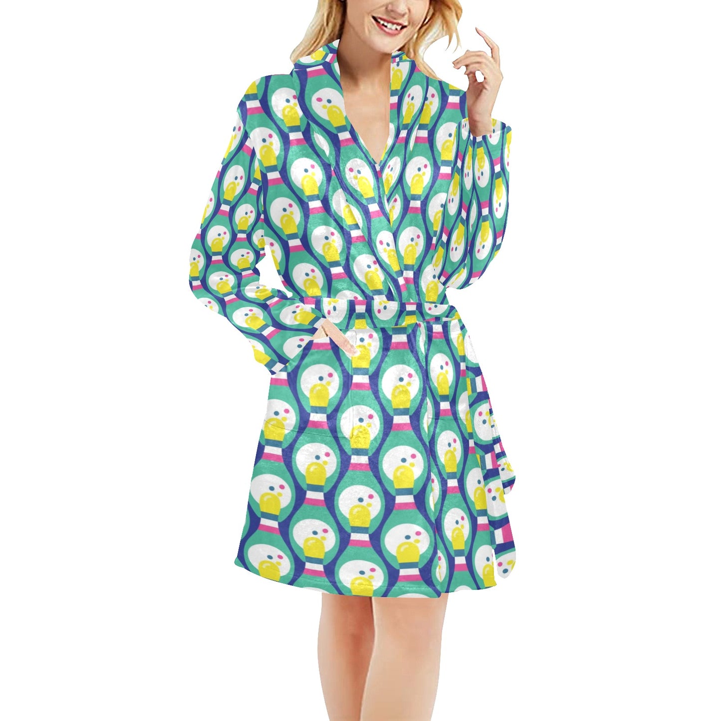 Bowling Pattern Print Design 04 Women's Fleece Robe