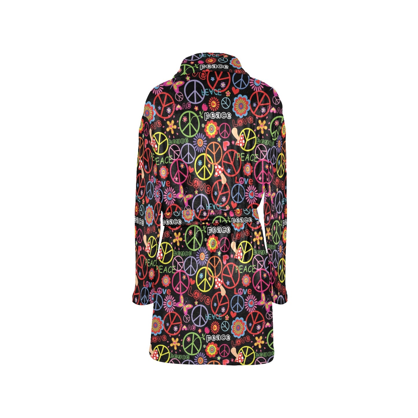 Peace Sign Colorful Design Print Women's Fleece Robe