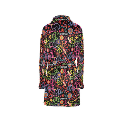Peace Sign Colorful Design Print Women's Fleece Robe