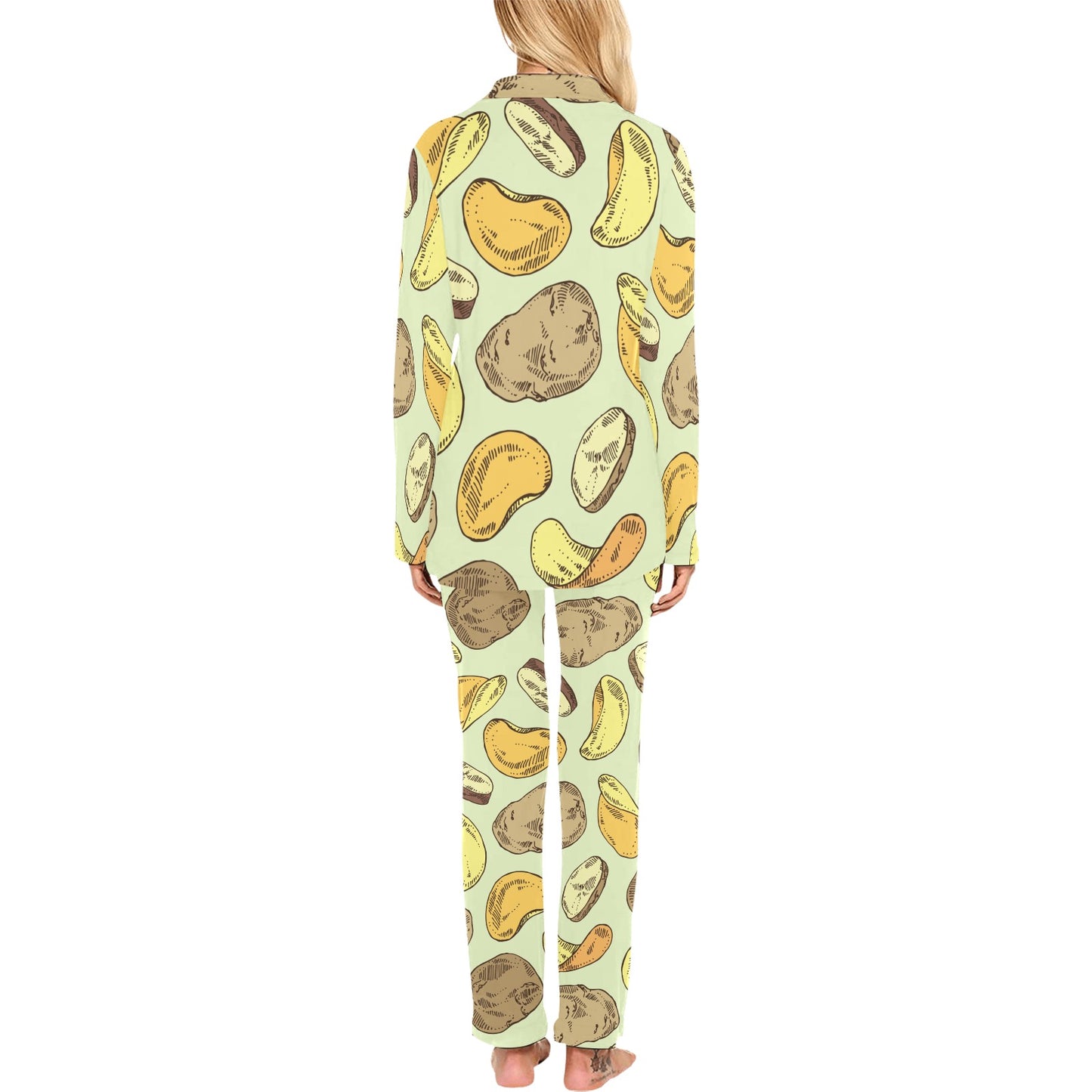 Potato Pattern Print Design A03 Women's Long Pajama Set