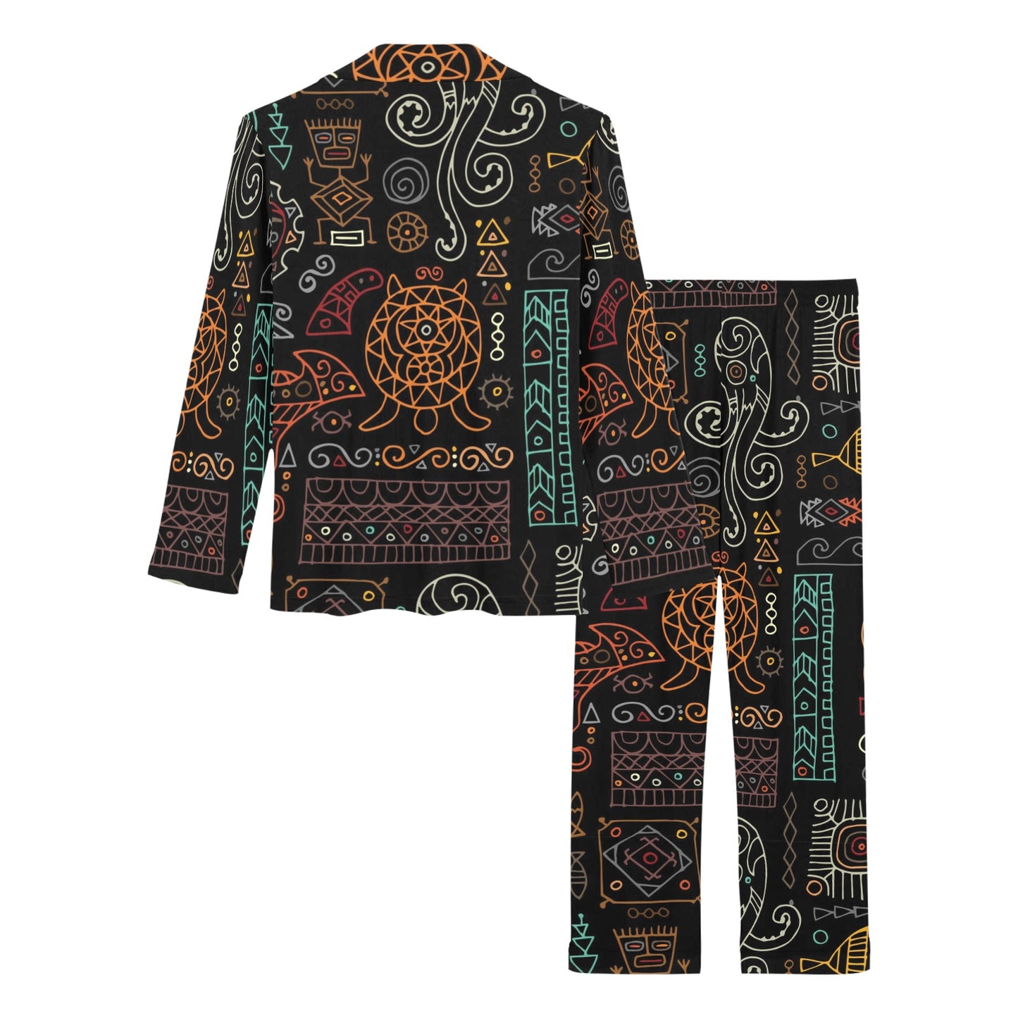 Polynesian Pattern Print Design A04 Women's Long Pajama Set