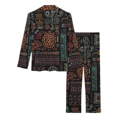Polynesian Pattern Print Design A04 Women's Long Pajama Set