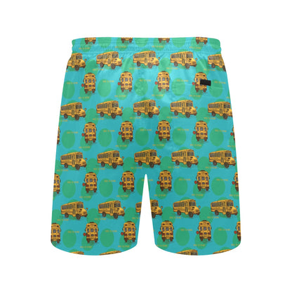 School Bus Print Design LKS308 Men's Swim Trunks Beach Shorts