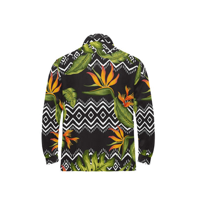 Bird Of Paradise Pattern Print Design BOP07 Long Sleeve Polo Shirt For Men's