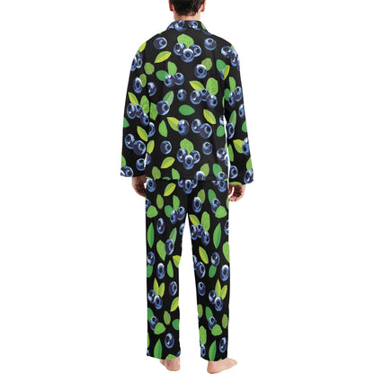 Blueberry Pattern Print Design BB03 Men's Long Pajama Set