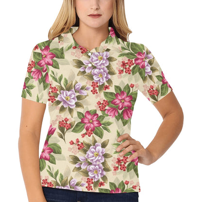 Summer Floral Pattern Print Design SF08 Women's Polo Shirt