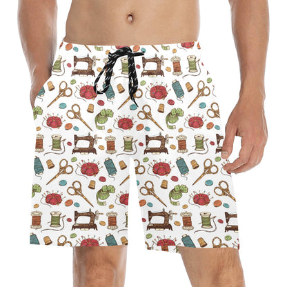 Sewing Equipment Print Design LKS304 Men's Swim Trunks Beach Shorts