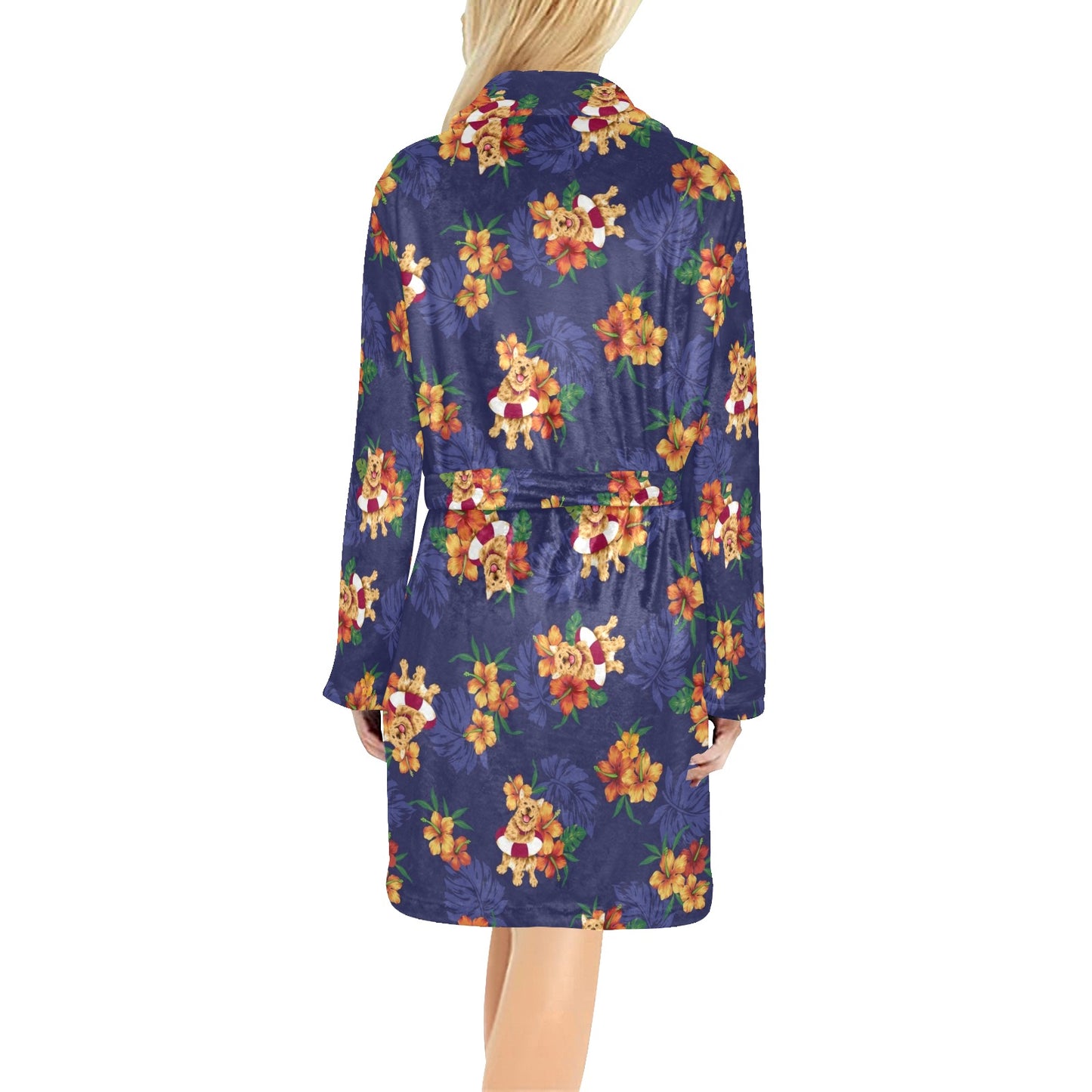 Hawaiian Themed Pattern Print Design H02 Women's Fleece Robe