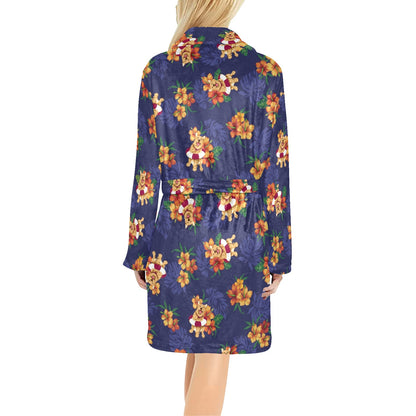 Hawaiian Themed Pattern Print Design H02 Women's Fleece Robe