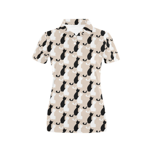 Cat Pattern Print Design 04 Women's Polo Shirt