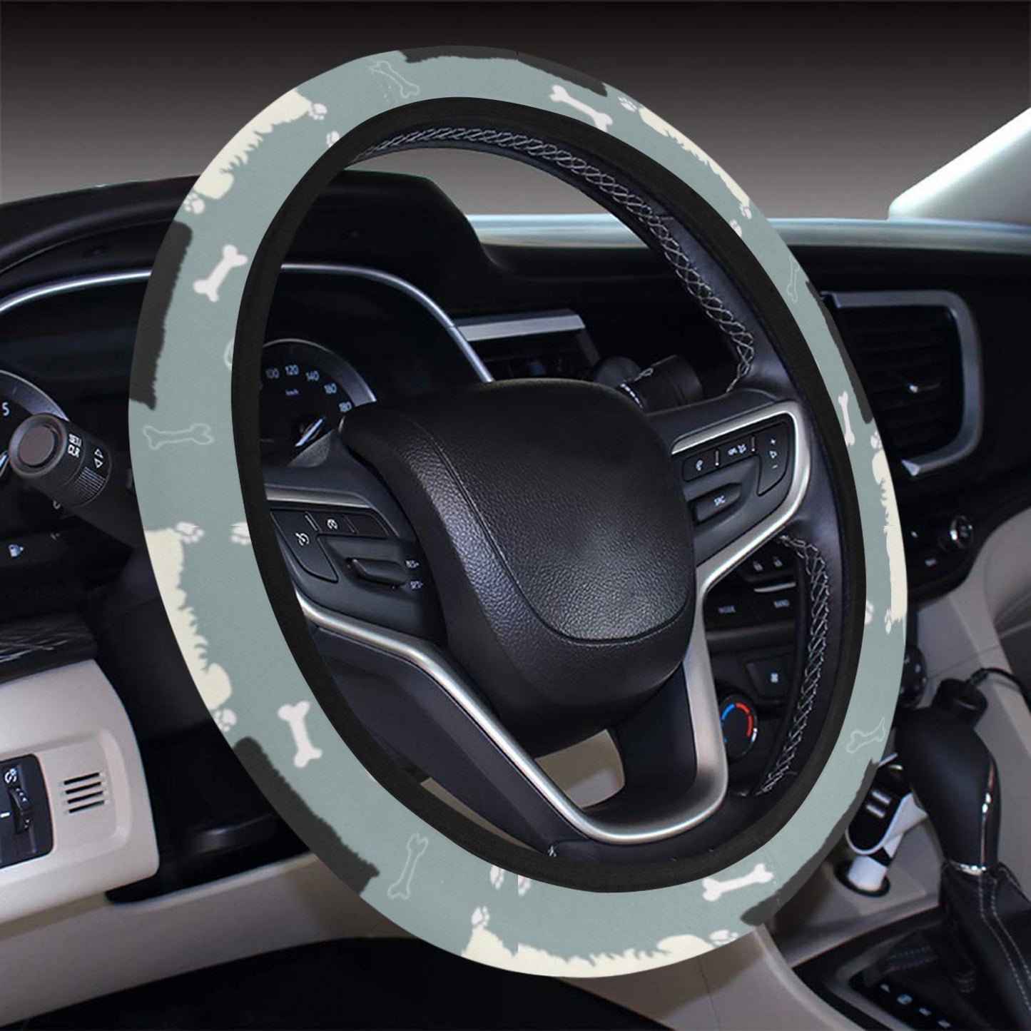 Scottish Terriers Print Design LKS301 Steering Wheel Cover with Elastic Edge