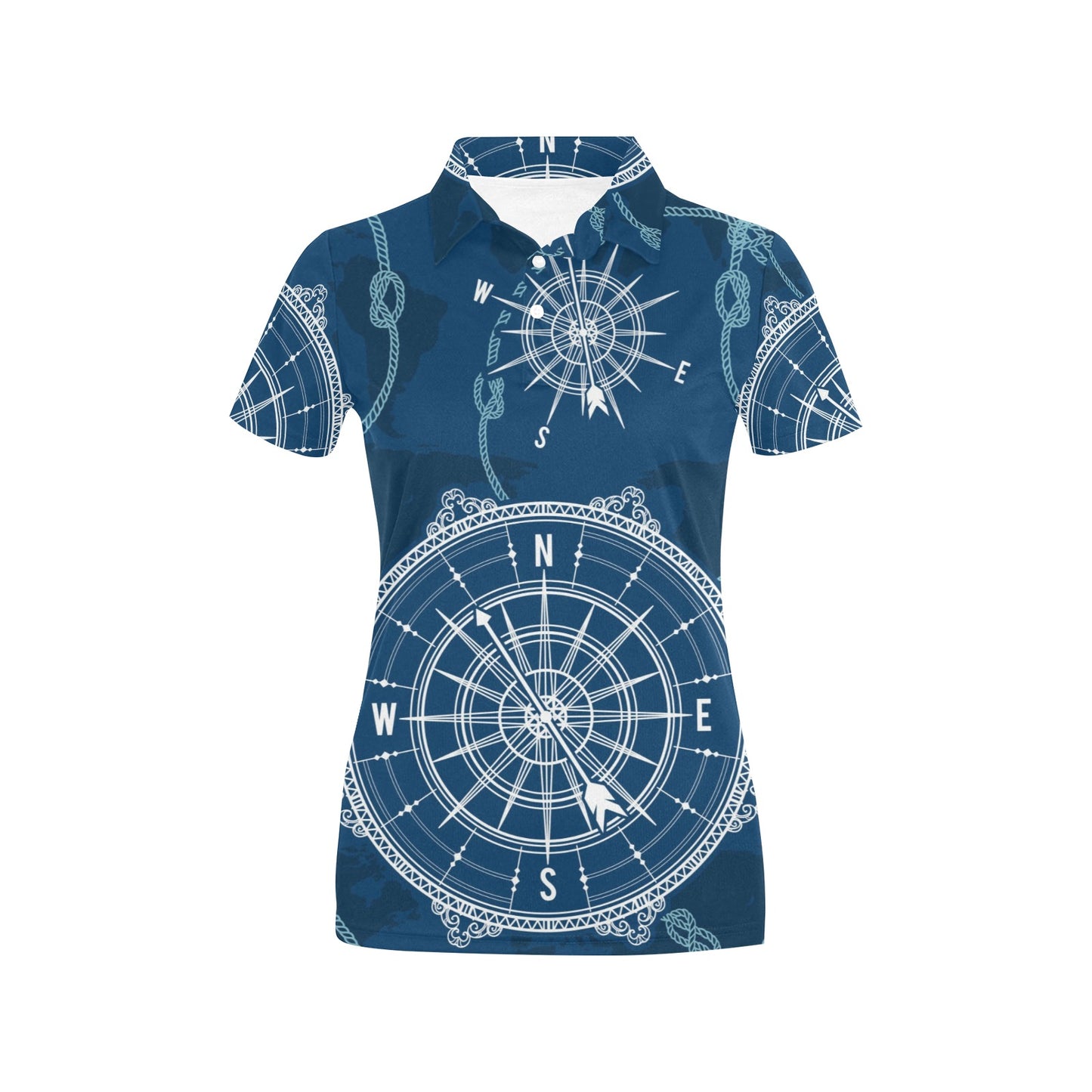 Nautical Compass Print Women's Polo Shirt