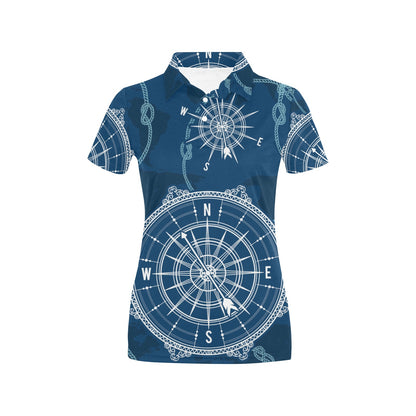 Nautical Compass Print Women's Polo Shirt