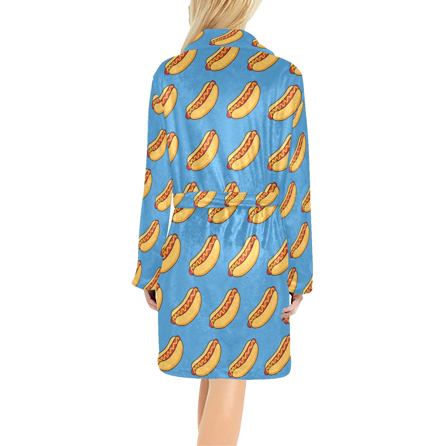 Hot Dog Pattern Print Design 02 Women's Fleece Robe