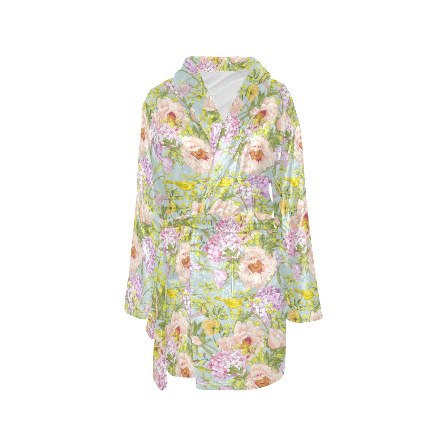 Hydrangea Pattern Print Design HD02 Women's Fleece Robe