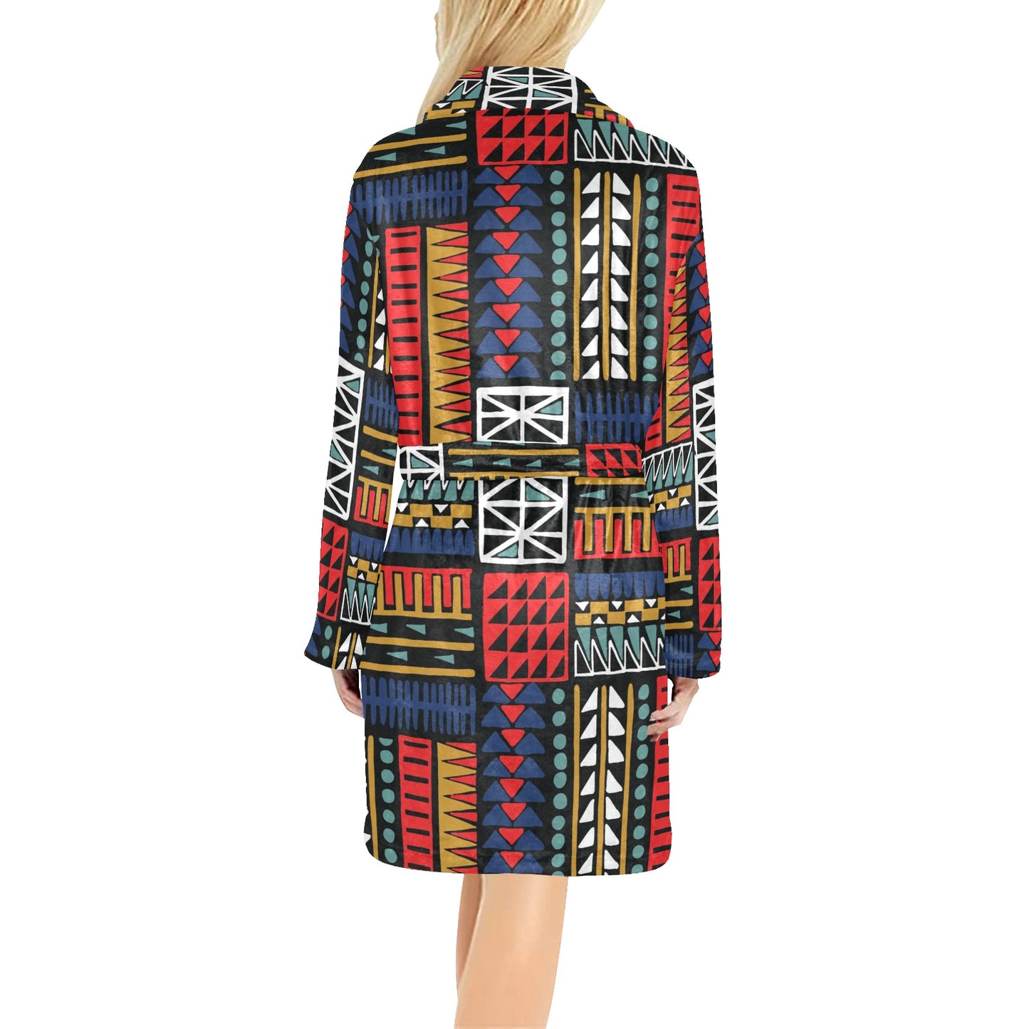 Kente Pattern Print Design 02 Women's Fleece Robe