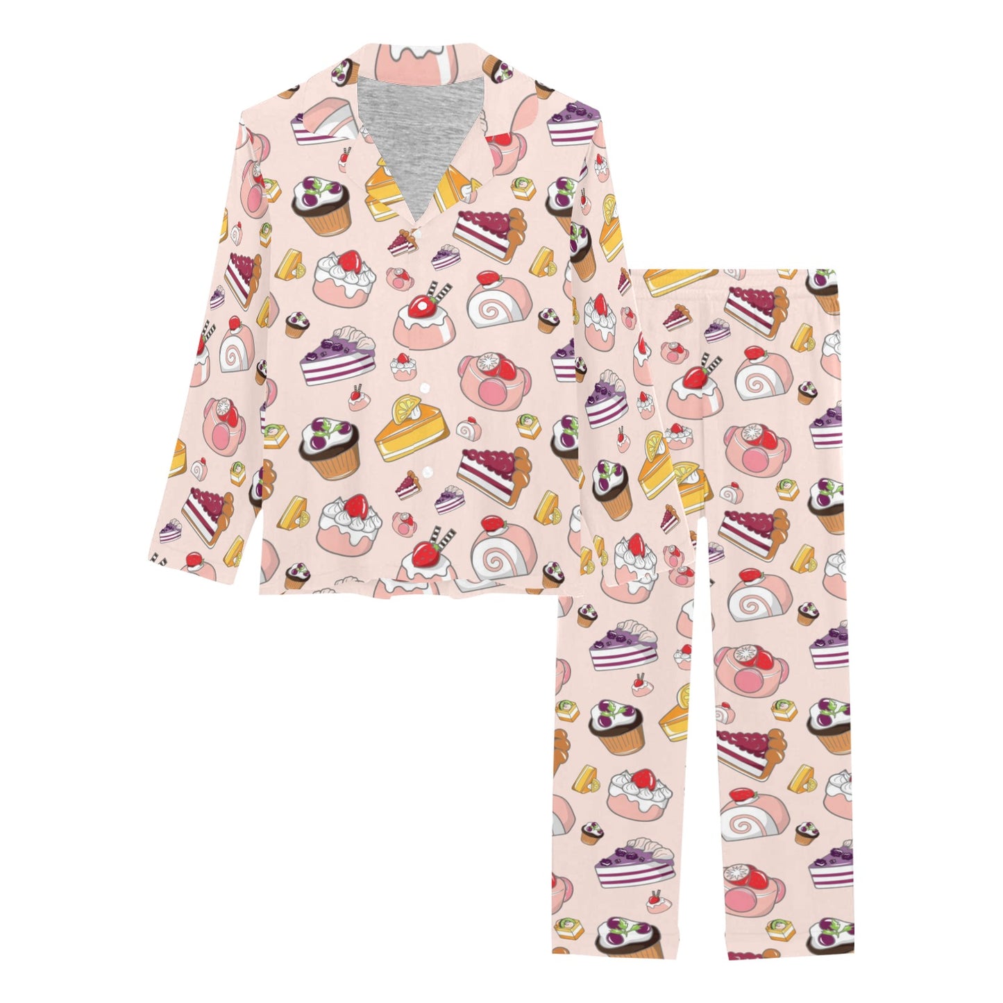Cake Pattern Print Design 01 Women's Long Pajama Set