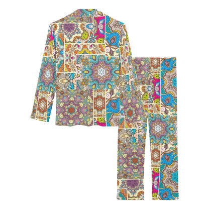 Patchwork Print Design LKS402 Women's Long Pajama Set