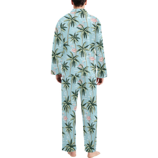 Palm Tree Pattern Print Design PT05 Men's Long Pajama Set