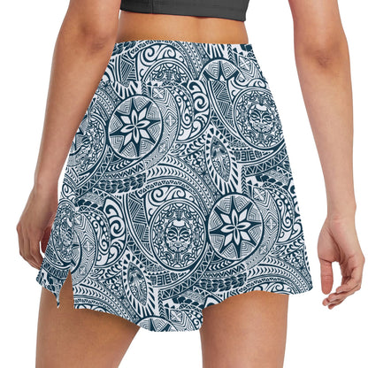 Samoan Pattern Print Design LKS306 17" Golf & Pickleball Skort with Pockets